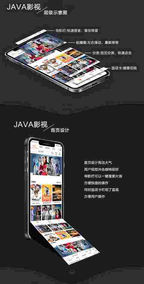 2019新UI新版JAVA原生双端影视APP投屏影视APP源码+附带搭建教程