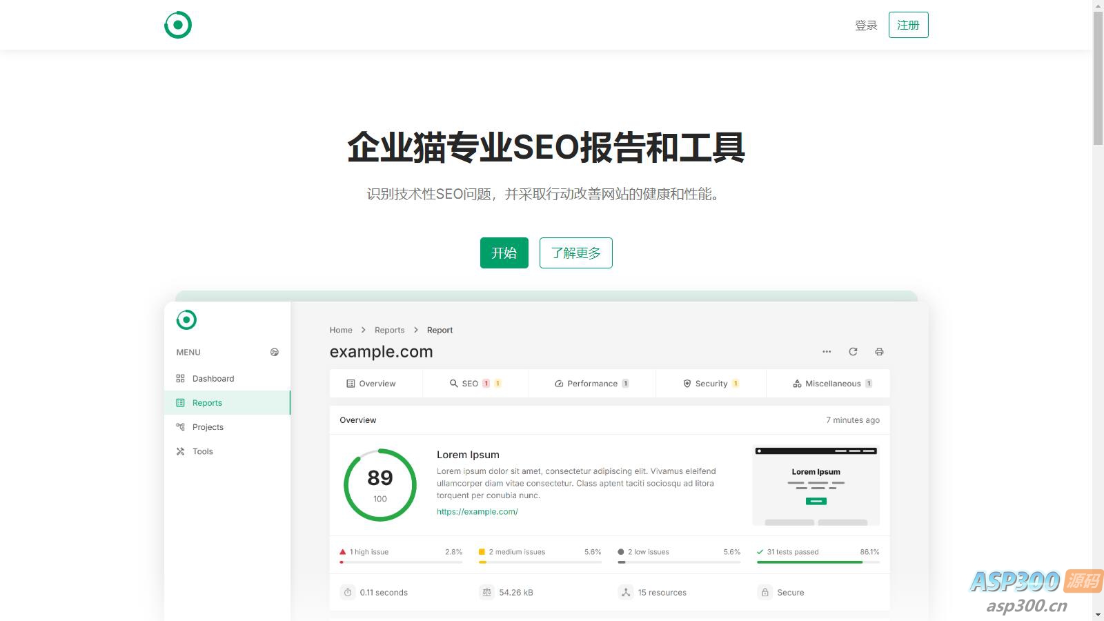 轻量SEO分析报告程序网站已开心去授权