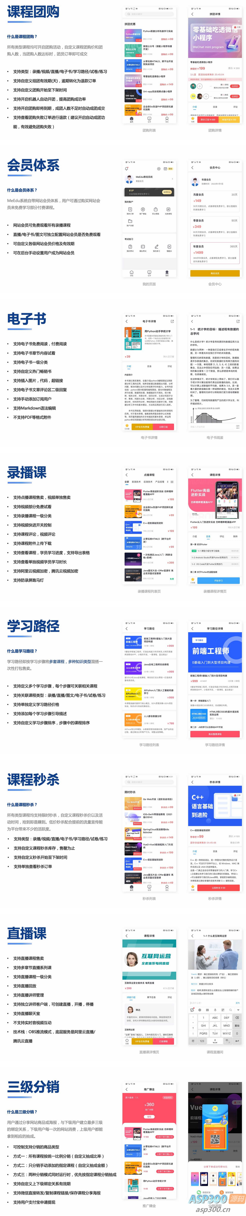 知识付费系统源码（pc+小程序+h5+app）前端后台完整源码