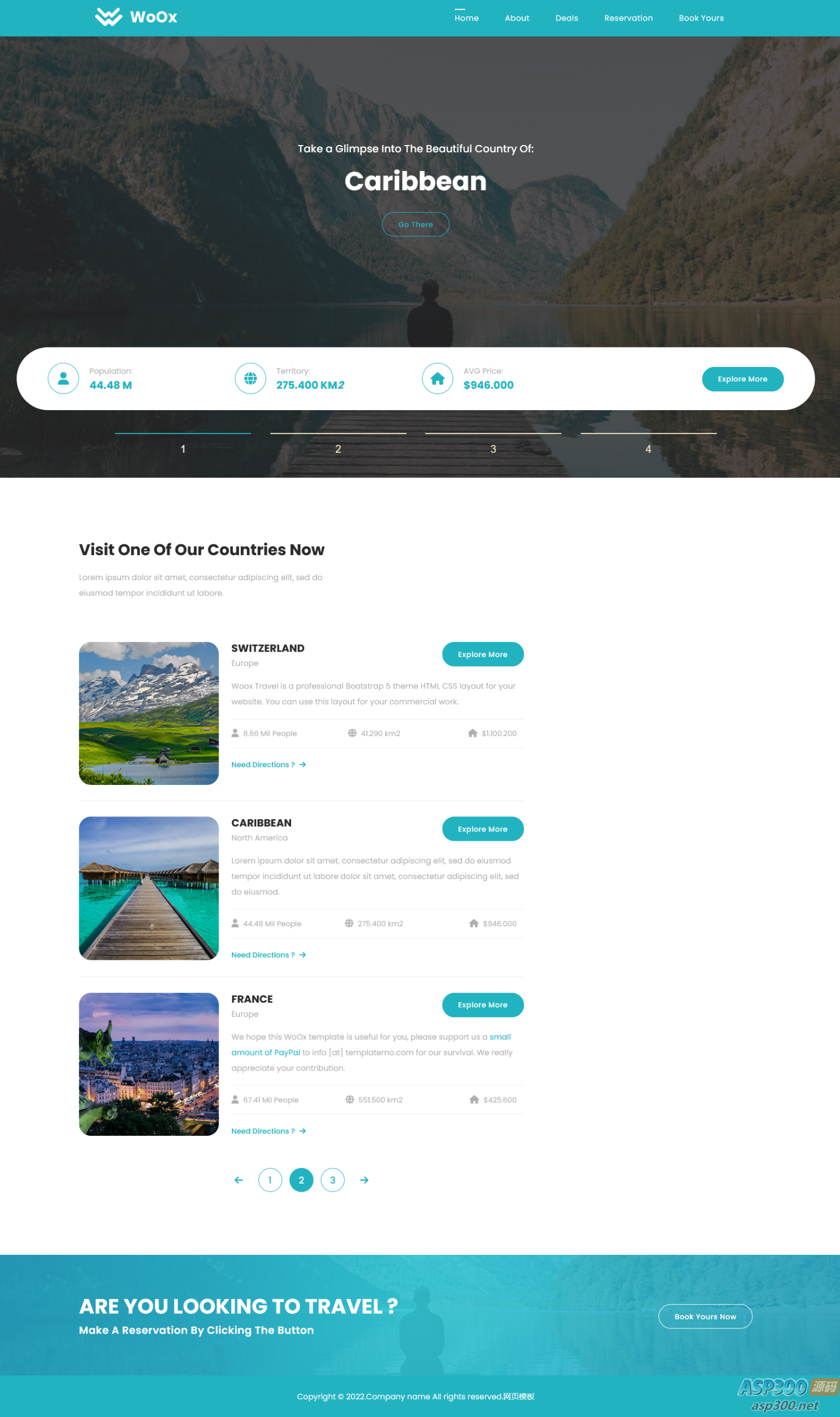 世界景点旅行网站源码 HTML5模板