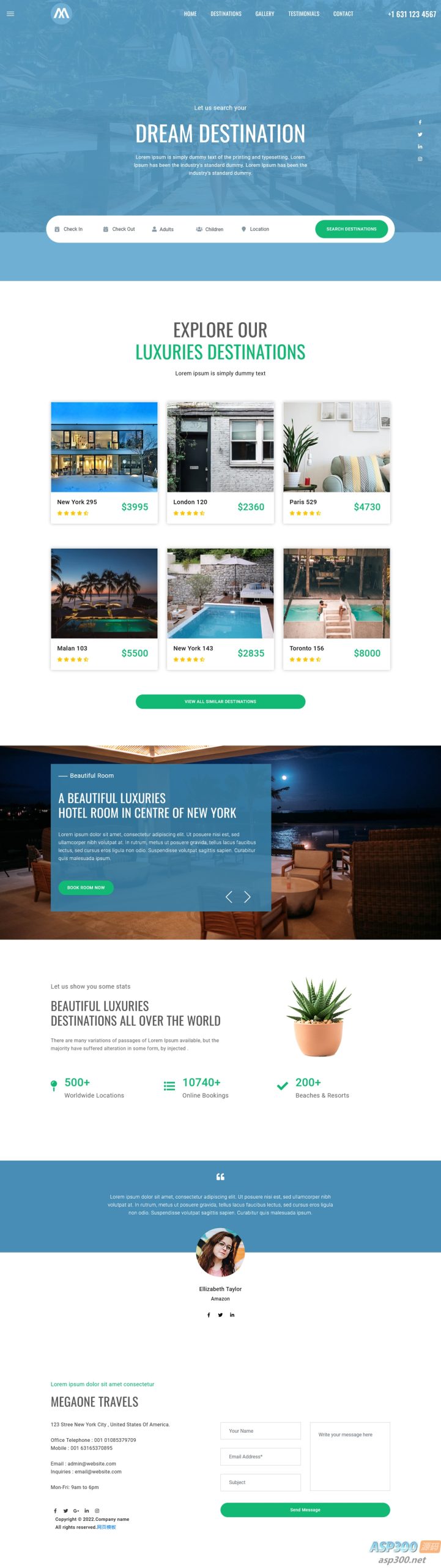 一站式环球旅行酒店预定网站源码 html5模板